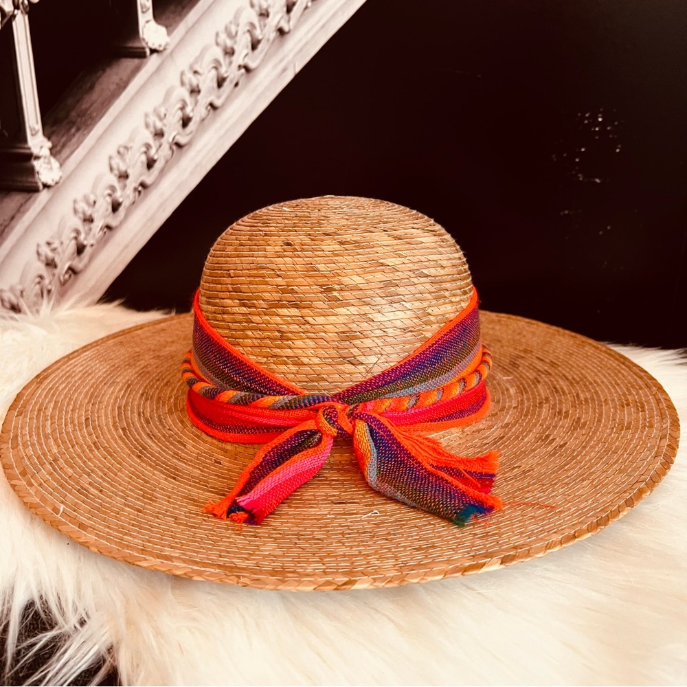 Brown and Red Wide Brim Hat for Sunny Days